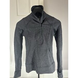Lululemon Sweatshirt Womens 2‎ Gray Fleece Knit 1/4 Zip Athletic Pullover Jacket